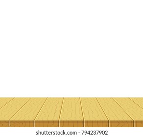 Wood table top on white background. Vector illustration.