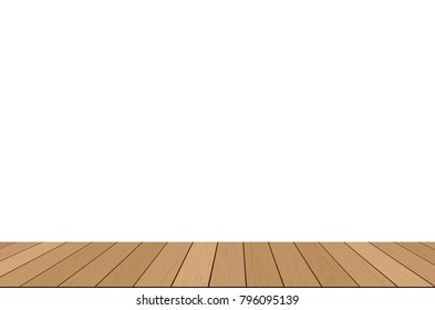 Wood table top on white background. Vector illustration.