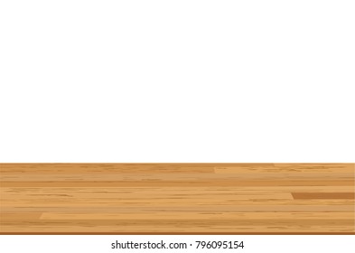 Wood table top on white background. Vector illustration.