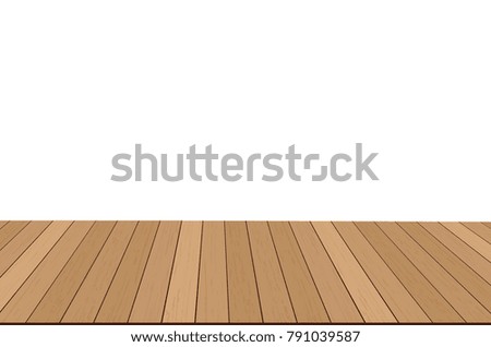 Wood table top on white background. Vector illustration.