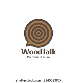 wood with talk chat logo design, vector graphic symbol icon illustration creative idea