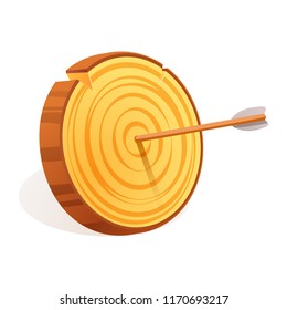 Wood target icon. Cartoon of wood target vector icon for web design isolated on white background