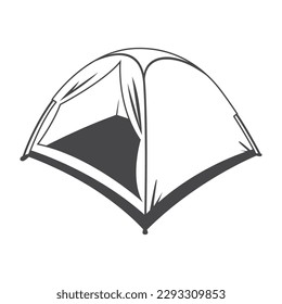 Wood tent drawing, black line art on white background.