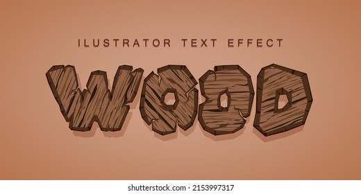 Wood Text Effect Ilustrator Vector