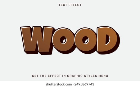 Wood text effect template in 3d design