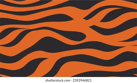 Wood texture background design concepts. Collection of animal texture. Tiger Pattern Background. Flat Vector Illustration. The seamless pattern of tiger skin.