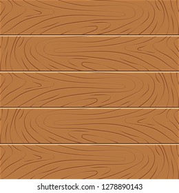 Wood texture background. Five wooden boards in flat design. Vector illustration