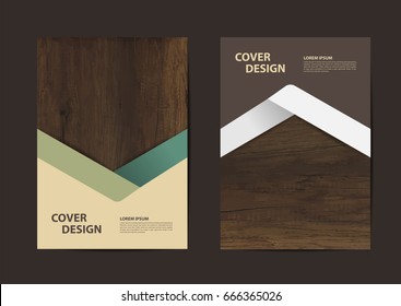 Wood texture background geometric cover business brochure vector design, Leaflet advertising modern poster magazine layout template, Annual report for presentation.