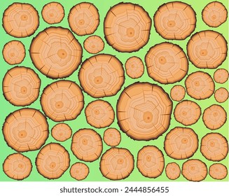 Textura de madera. Fondo de los anillos de un árbol cortado. Ilustración vectorial