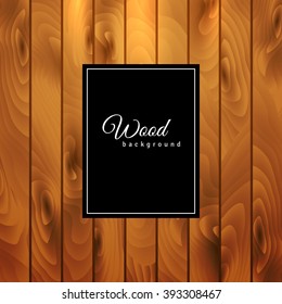 Wood texture background. Vector illustration. Wooden backdrop with frame for your text