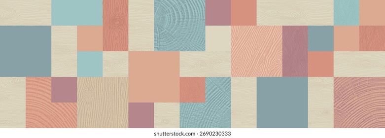 Wood texture, different shades, pattern mosaic, seamless pattern, vector panel