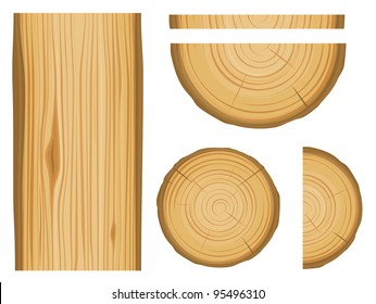 Wood texture and elements isolated on white background