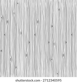 Wood texture hand drawn seamless pattern. Wood lines, grain. Vector illustration. Black and white
