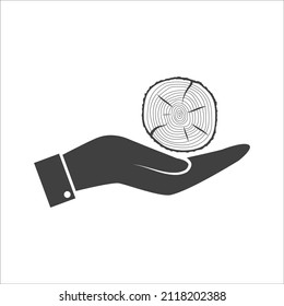 Wood texture icon. Tree rings icon on white background.