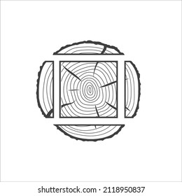 Wood texture icon. Tree rings icon on white background.
