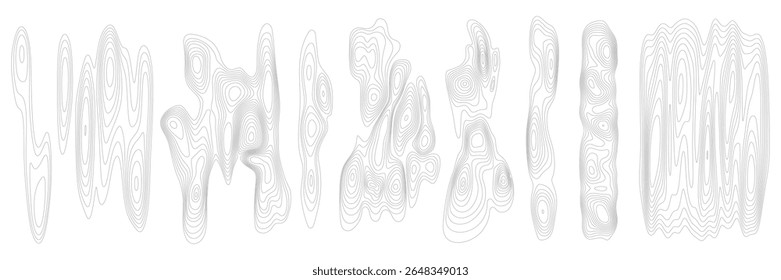 Imitación de la textura de madera, Elementos de diseño fijados, líneas negras en el fondo blanco, diseño del Vector