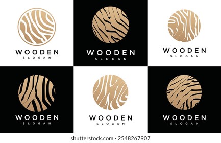 wood texture logo vector template collection.wood logo icon set	
