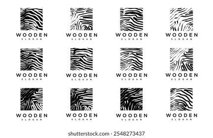 wood texture logo vector template collection.wood logo icon set	