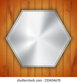 Wood texture with metal frame. EPS10 vector