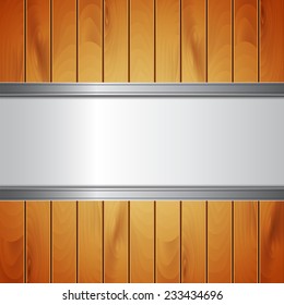 Wood texture with metal frame. EPS10 vector