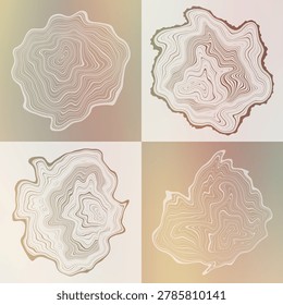 Wood texture mosaic, tree rings pattern, seamless pattern, vector design