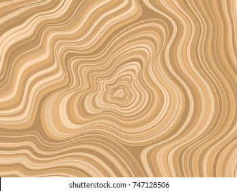 Wood texture pattern with brown and coffee color flowing curved stripes. Abstract geometric vector background design with waves. Banner, poster or flier wooden background or cover.