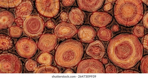 Padrão de textura de madeira, corte de log, padrão de anéis de árvore, design vetorial