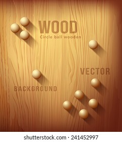 Wood texture realistic and circle designs ball background, vector illustration