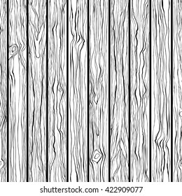 Wood Texture. Seamless Vector Pattern. Black And White Hand-drawn Illustration.