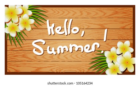 wood texture with summer  flower