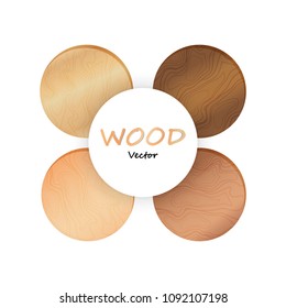 Wood texture surface abstract background vector illustration, paper art circles flat design concept