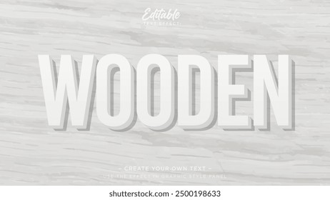 Efecto de texto de textura de madera, Plantilla de estilo de texto de madera blanca