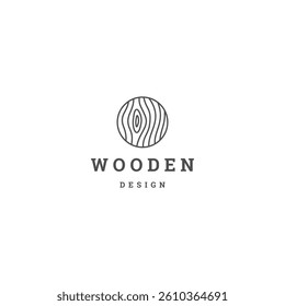 Wood texture tree structure line logo design template flat vector