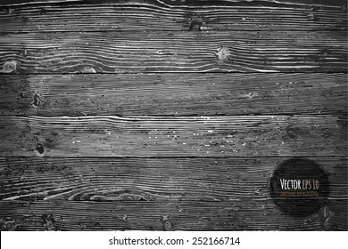 Wood texture, vector Eps10 illustration. Natural Dark Wooden Background.