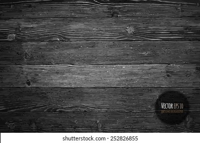 Wood texture, vector Eps10 illustration. Natural Dark Wooden Background.