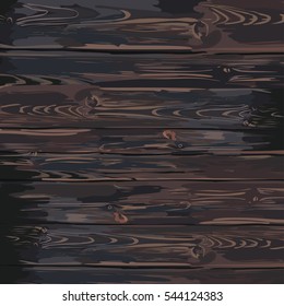Wood texture, vector Eps10 illustration. Natural Dark Wooden Background.