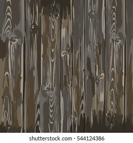 Wood texture, vector Eps10 illustration. Natural Dark Wooden Background.