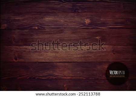 Wood texture, vector Eps10 illustration. Natural Dark Wooden Background.