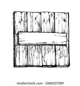 Wood texture, vector illustration. Graphic hand drawn painted illustration. Place for text.
