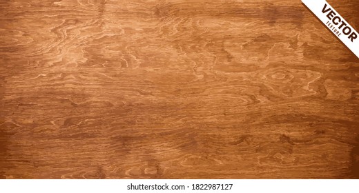 Wood texture vector. Old brown wooden background table surface. Vintage plywood textur