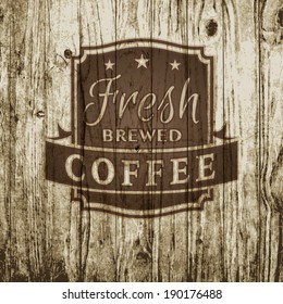 Wood Texture Vector Old Logo Cafe Coffee Banner Roaster Graphic Retro Coffee Label On On Vintage Wood Texture Wood Texture Vector Old Logo Cafe Coffee Banner Roaster Graphic Classic Rooster Product Be