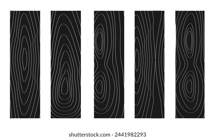 Conjunto de vector de textura de madera. patrón de madera en blanco y negro. ilustración vectorial de diseño plano aislado sobre fondo blanco.	