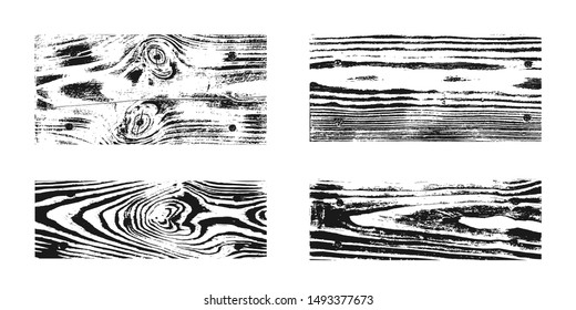 Wood texture white black set. Wooden planks pattern overlay texture. Grunge sketch effect. Crack motif for design wall, floor, rustic, old rough. Stylish retro abstract background Vector illustration