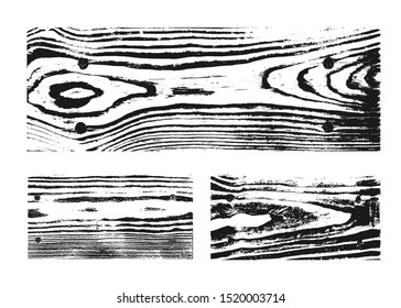 Wood texture white black set. Wooden planks pattern overlay texture. Grunge sketch effect. Crack motif for design wall, floor, rustic, old rough. Stylish retro abstract background Vector illustration