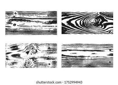Wood texture white black set. Wooden planks pattern overlay texture. Grunge sketch effect. Crack motif for design wall, floor, rustic, old rough. Stylish retro abstract background Vector illustration