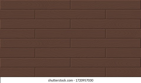 Wood textured seamless pattern. Hand drawn wooden boards, dark brown natural color repeat texture. Vector illustration template for design, flat interiours, print, paper, decor, photo background