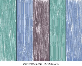 Wood textures, colorful painted wooden fence or wall, vertical five boards of different colors in a solid pattern. Natural wooden texture for your web site design, app, UI. EPS10. 