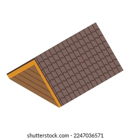 Wood tile roof icon isometric vector. House repair. Drain window