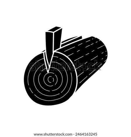 Wood timber log splitting wedge black hand drawn icon