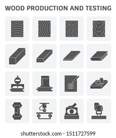 Wood timber testing and wood sawmill icon set design.